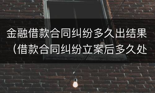 金融借款合同纠纷多久出结果（借款合同纠纷立案后多久处理完）