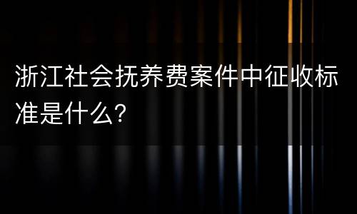 浙江社会抚养费案件中征收标准是什么？
