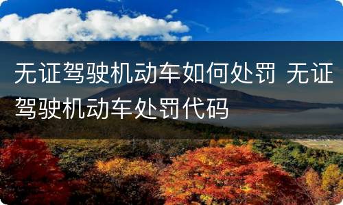 无证驾驶机动车如何处罚 无证驾驶机动车处罚代码