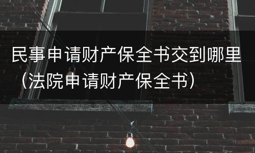 民事申请财产保全书交到哪里（法院申请财产保全书）