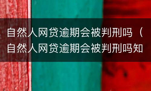 自然人网贷逾期会被判刑吗（自然人网贷逾期会被判刑吗知乎）