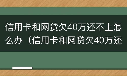 信用卡和网贷欠40万还不上怎么办（信用卡和网贷欠40万还不上怎么办呢）