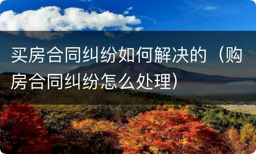 买房合同纠纷如何解决的（购房合同纠纷怎么处理）