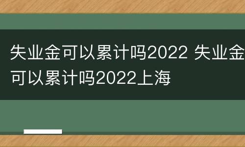 失业金可以累计吗2022 失业金可以累计吗2022上海