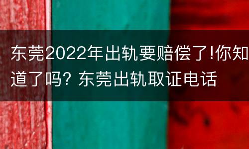 东莞2022年出轨要赔偿了!你知道了吗? 东莞出轨取证电话