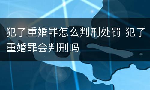 犯了重婚罪怎么判刑处罚 犯了重婚罪会判刑吗