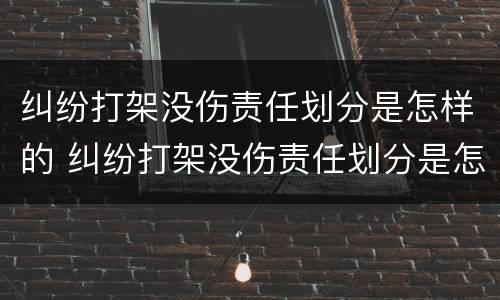 纠纷打架没伤责任划分是怎样的 纠纷打架没伤责任划分是怎样的行为