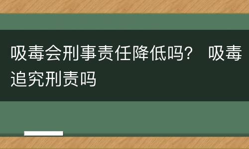 吸毒会刑事责任降低吗？ 吸毒追究刑责吗