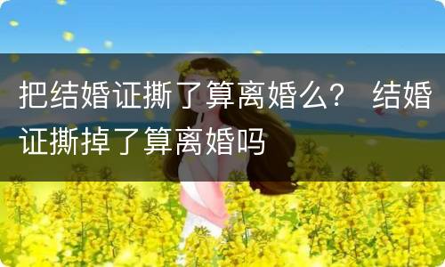 把结婚证撕了算离婚么？ 结婚证撕掉了算离婚吗