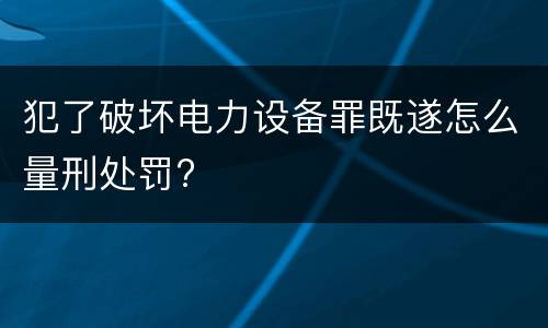 犯了破坏电力设备罪既遂怎么量刑处罚?