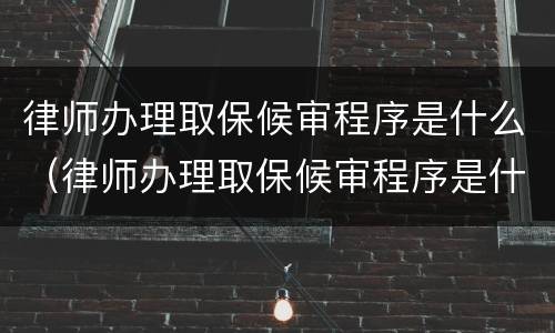 律师办理取保候审程序是什么（律师办理取保候审程序是什么意思）