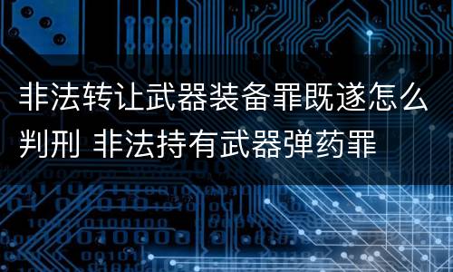非法转让武器装备罪既遂怎么判刑 非法持有武器弹药罪