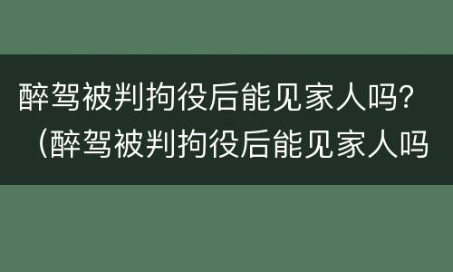 醉驾被判拘役后能见家人吗？（醉驾被判拘役后能见家人吗知乎）