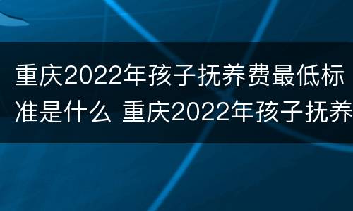 重庆2022年孩子抚养费最低标准是什么 重庆2022年孩子抚养费最低标准是什么呢