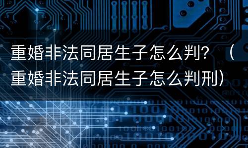 重婚非法同居生子怎么判？（重婚非法同居生子怎么判刑）