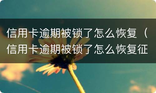 信用卡逾期被锁了怎么恢复（信用卡逾期被锁了怎么恢复征信）