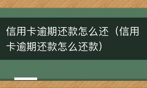信用卡逾期还款怎么还（信用卡逾期还款怎么还款）