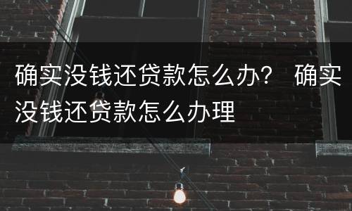 确实没钱还贷款怎么办？ 确实没钱还贷款怎么办理