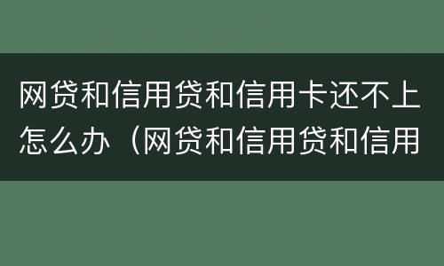 网贷和信用贷和信用卡还不上怎么办（网贷和信用贷和信用卡还不上怎么办呢）