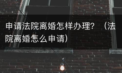 申请法院离婚怎样办理？（法院离婚怎么申请）