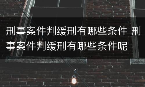 刑事案件判缓刑有哪些条件 刑事案件判缓刑有哪些条件呢