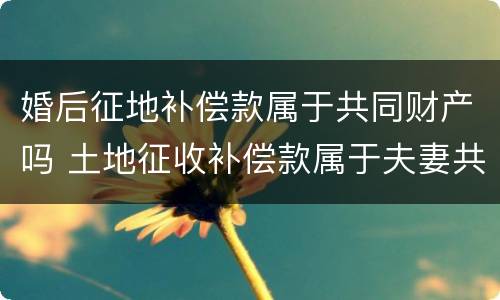 婚后征地补偿款属于共同财产吗 土地征收补偿款属于夫妻共同财产吗