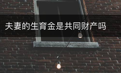 夫妻的生育金是共同财产吗