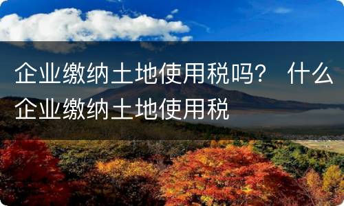企业缴纳土地使用税吗？ 什么企业缴纳土地使用税