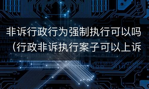 非诉行政行为强制执行可以吗（行政非诉执行案子可以上诉吗）