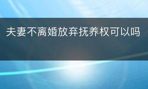 夫妻不离婚放弃抚养权可以吗