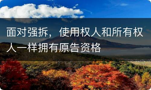 面对强拆，使用权人和所有权人一样拥有原告资格
