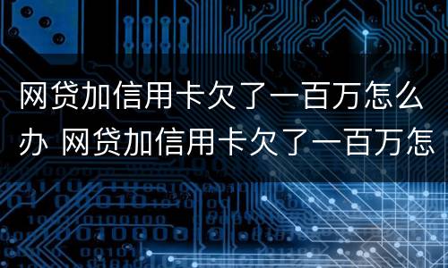 网贷加信用卡欠了一百万怎么办 网贷加信用卡欠了一百万怎么办啊