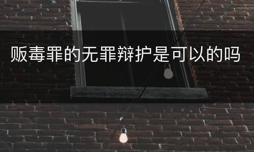 贩毒罪的无罪辩护是可以的吗