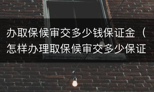 办取保候审交多少钱保证金（怎样办理取保候审交多少保证金）