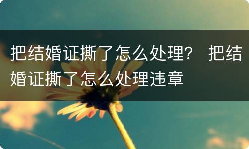 把结婚证撕了怎么处理？ 把结婚证撕了怎么处理违章