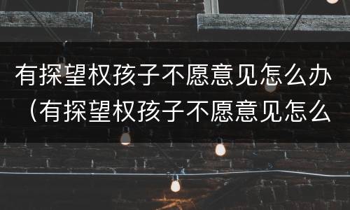 有探望权孩子不愿意见怎么办（有探望权孩子不愿意见怎么办呢）