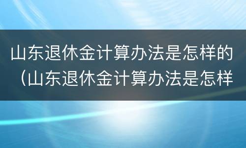 山东退休金计算办法是怎样的（山东退休金计算办法是怎样的呢）
