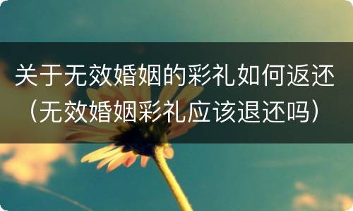关于无效婚姻的彩礼如何返还（无效婚姻彩礼应该退还吗）