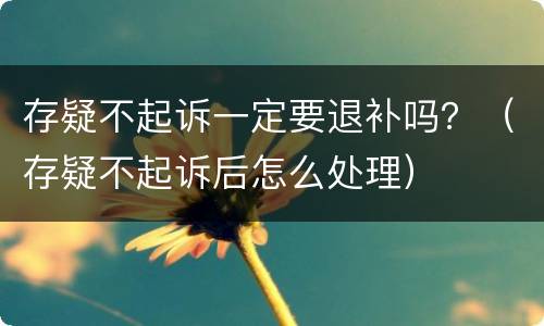 存疑不起诉一定要退补吗？（存疑不起诉后怎么处理）