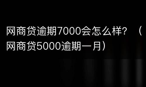 网商贷逾期7000会怎么样？（网商贷5000逾期一月）