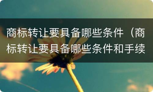 商标转让要具备哪些条件（商标转让要具备哪些条件和手续）