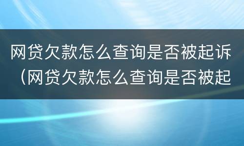 网贷欠款怎么查询是否被起诉（网贷欠款怎么查询是否被起诉了）