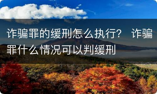 诈骗罪的缓刑怎么执行？ 诈骗罪什么情况可以判缓刑
