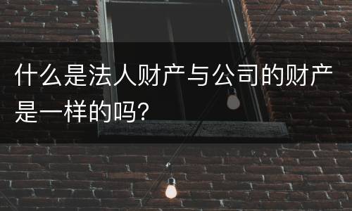 什么是法人财产与公司的财产是一样的吗？