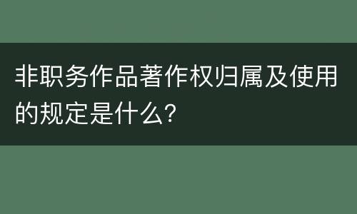 非职务作品著作权归属及使用的规定是什么？
