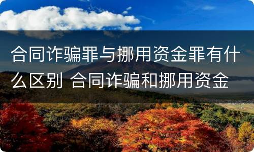 合同诈骗罪与挪用资金罪有什么区别 合同诈骗和挪用资金