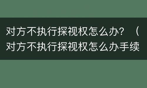 对方不执行探视权怎么办？（对方不执行探视权怎么办手续）