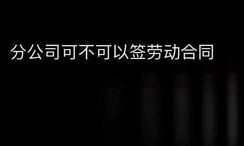 分公司可不可以签劳动合同
