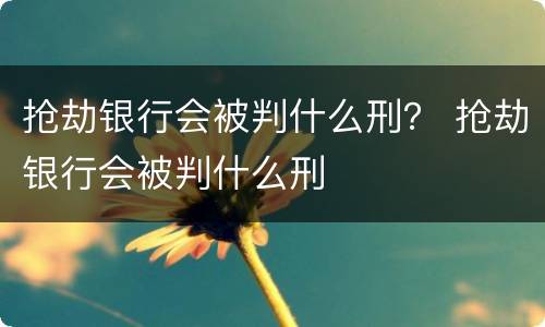 抢劫银行会被判什么刑？ 抢劫银行会被判什么刑