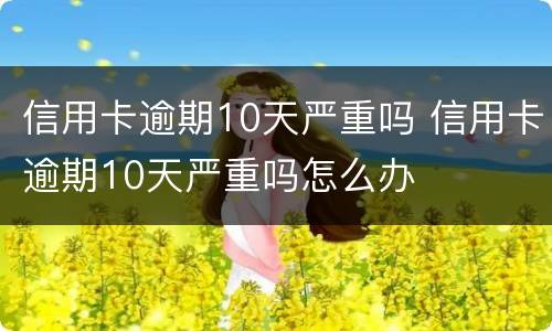 信用卡逾期10天严重吗 信用卡逾期10天严重吗怎么办